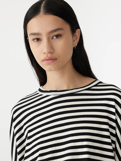 Stripe Circle Slouch Long Sleeve Tee Stripe Bassike Tshirt