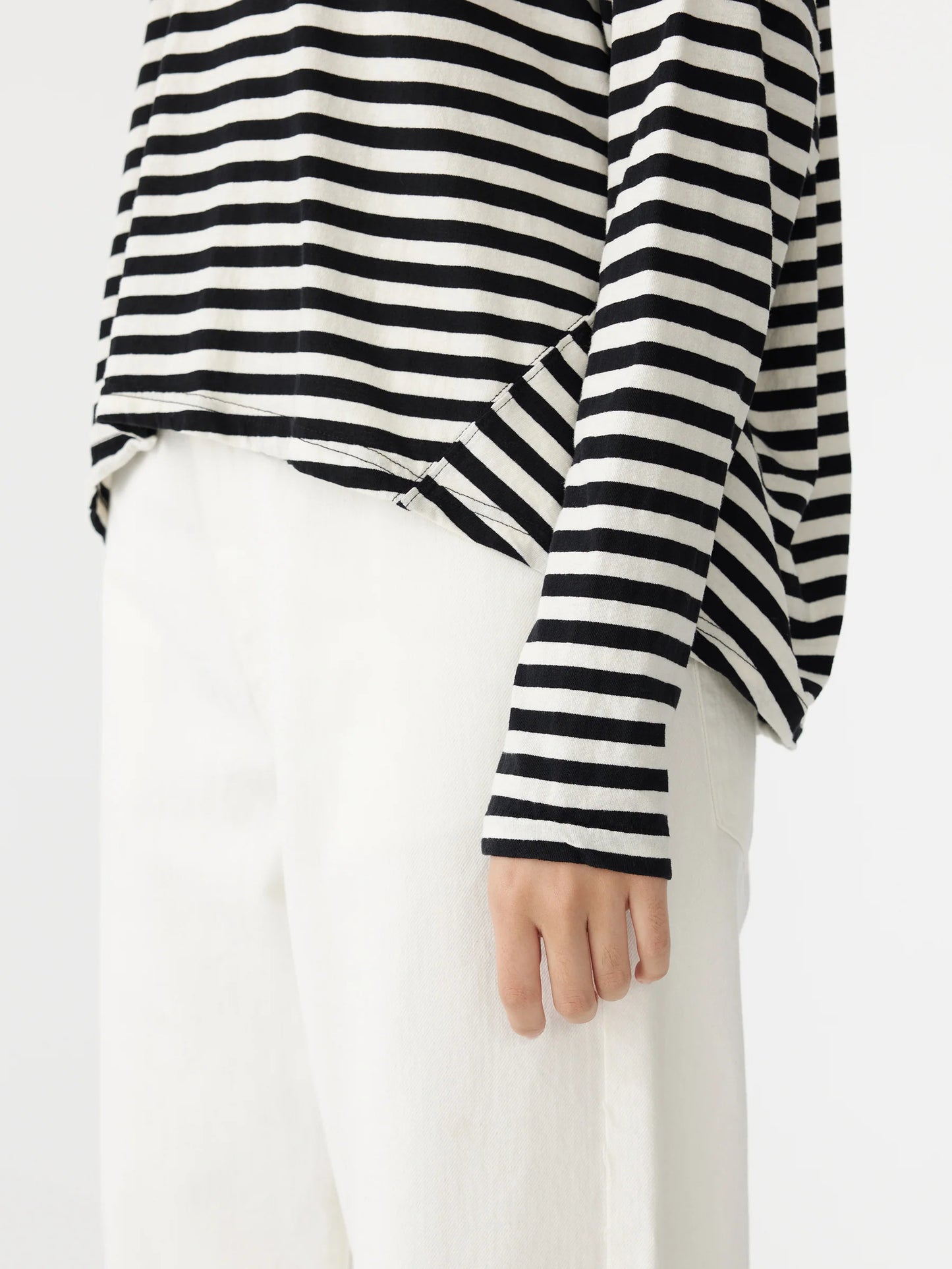 Stripe Circle Slouch Long Sleeve Tee Stripe Bassike Tshirt