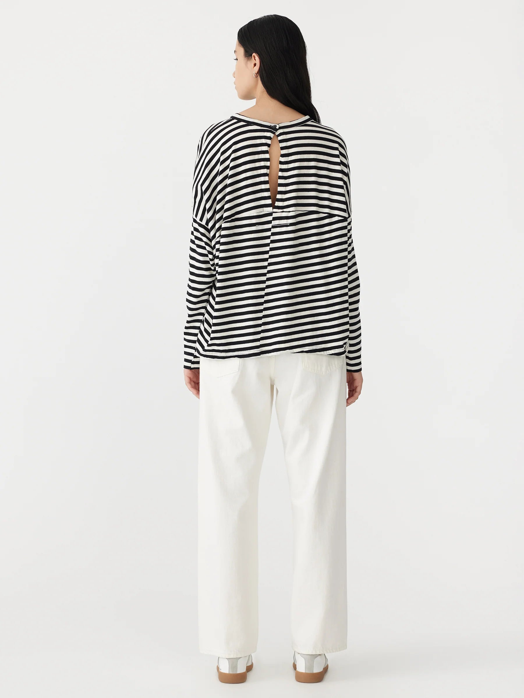 Stripe Circle Slouch Long Sleeve Tee Stripe Bassike Tshirt