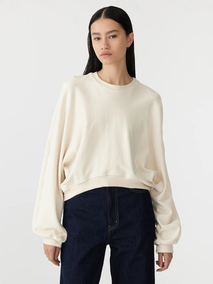 Reverse Fleece Sweatshirt in Ecru by Bassike 