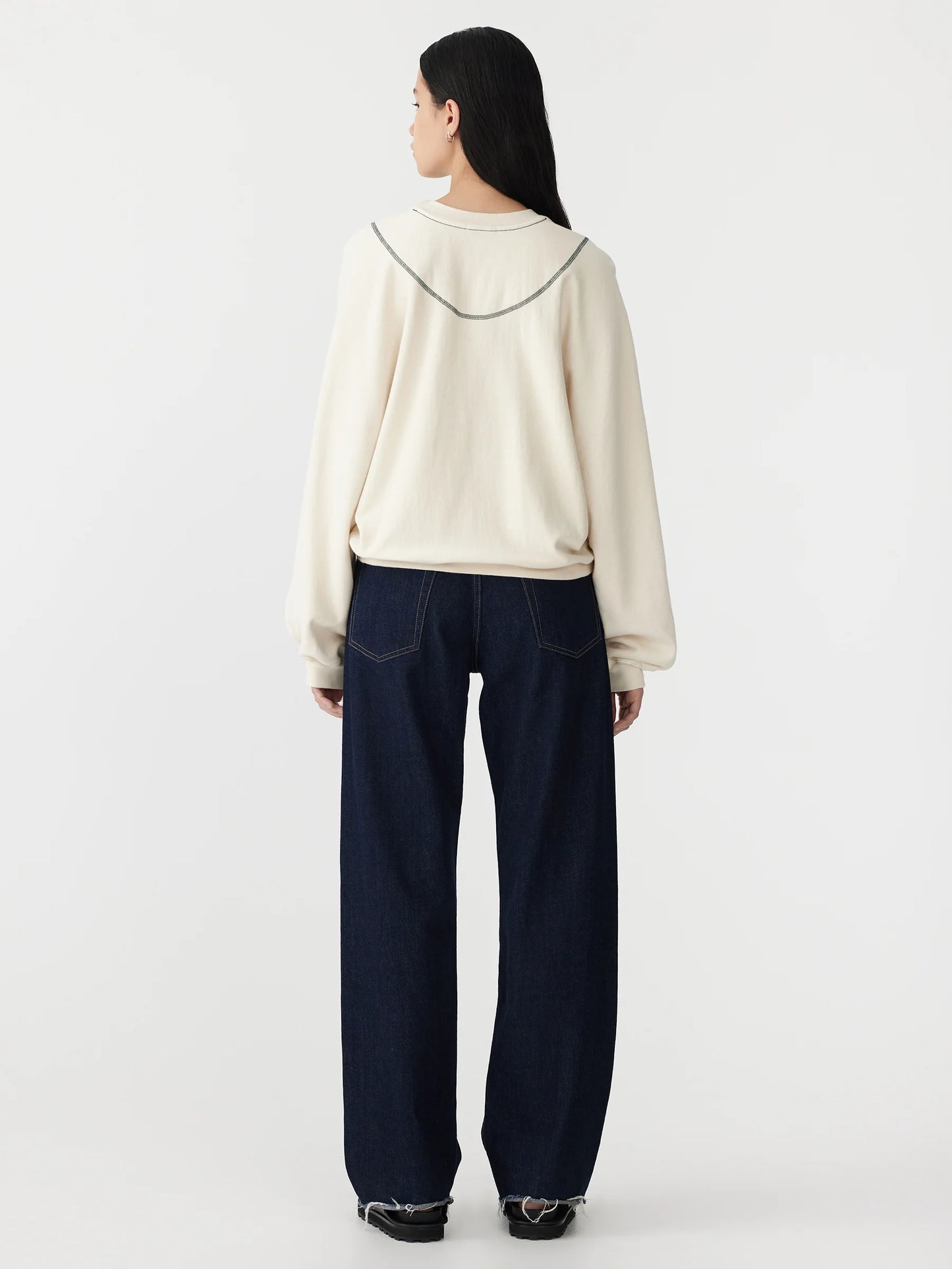 Reverse Fleece Sweatshirt in Ecru by Bassike 