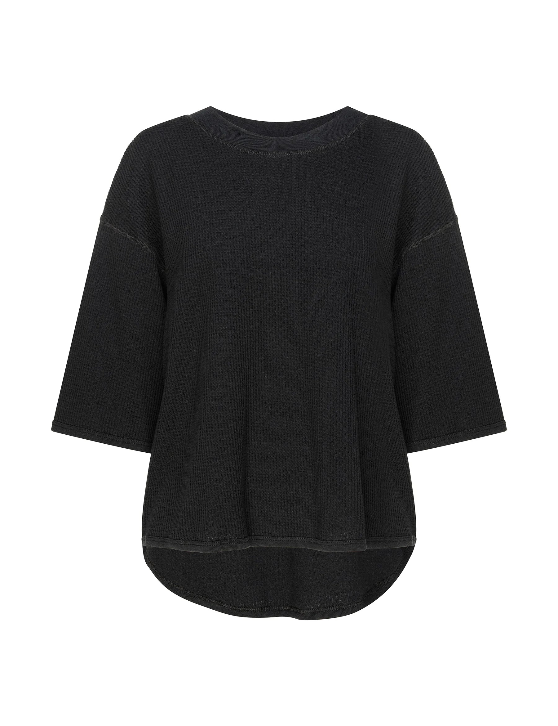 Waffle Wide Heritage Short Sleeve Tshirt in Black - Oversize Tee