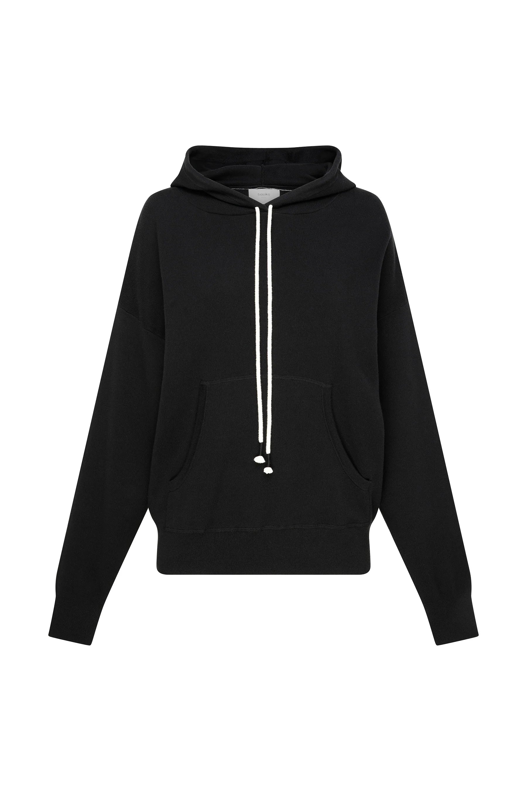 regular fit cotton knit hoodie black