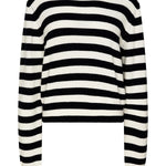 Wool Cashmere Classic Knit in White & Navy