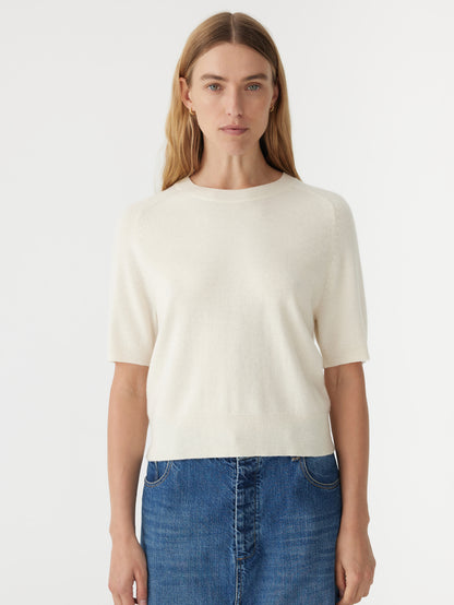 Wool Cashmere T-shirt Knit in White
