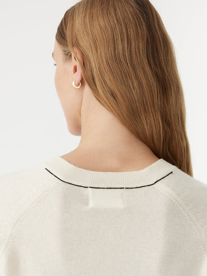 Wool Cashmere T-shirt Knit in White back detail