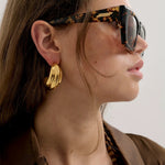 Ridge Hoop Earrings in Gold Anna Rossi