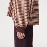 Stripe Slouch L/S Top in Plum