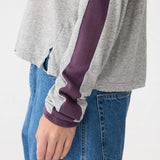 Racer Sleeve Long Sleeve T-Shirt in Grey/Marle