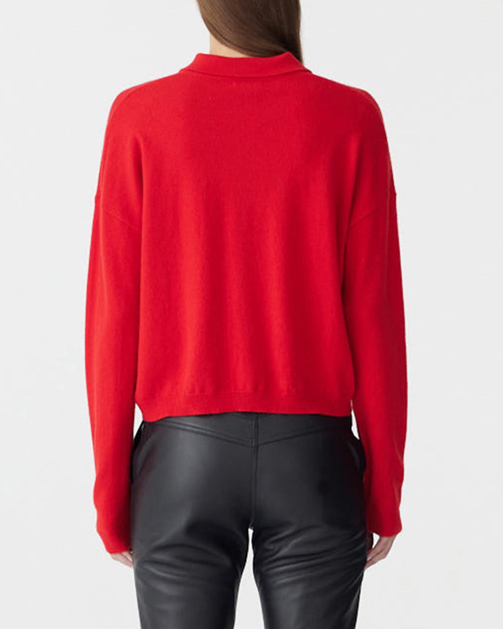 Fine Gauge Wool Cashmere Polo in Red BASSIKE