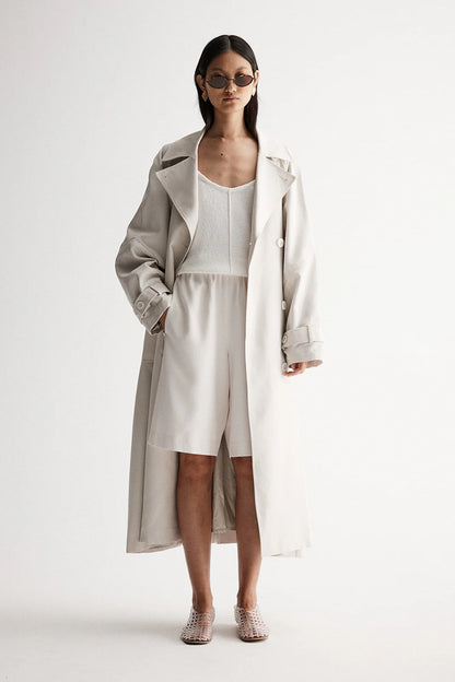 Oversized bone trench coat cloth lifestyle boutique 