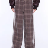 Myla Wide Leg Pant in Burgundy Check