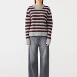 Wool Alpaca Knit in Burgundy Stripe