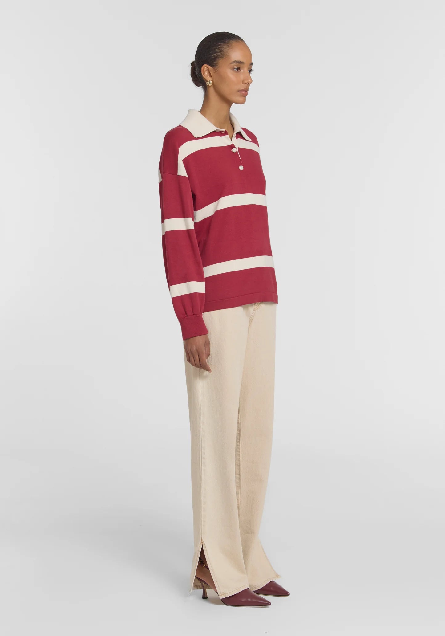 Rival Polo Knit in Red Stripe Viktoria + Woods