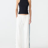 Double Stripe Wide Leg Pant in  White