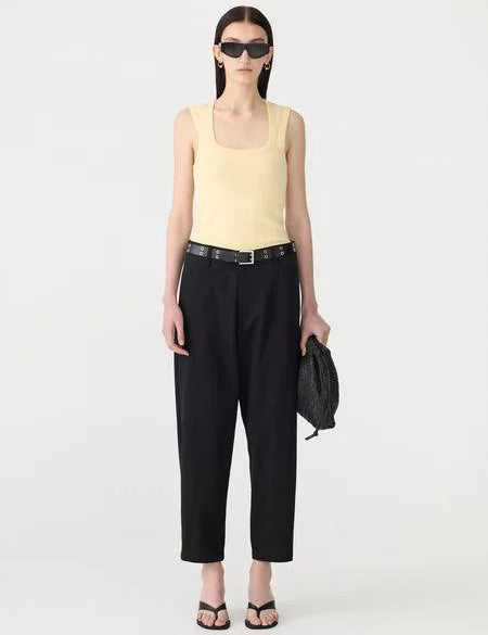 Low Scooped Rib Tank in Yellow Bassike