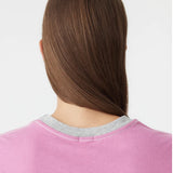 Contrast Raw Edge Baby T-Shirt in Boysenberry/Grey Marle BASSIKE