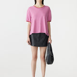Layered Neck T-Shirt in Boysenberry/Red BASSIKE