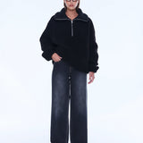 Winnie 1/4 Zip Polo in Black