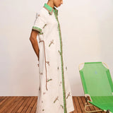 Wanda Embroidered Shirt Dress in Ivory Alemais