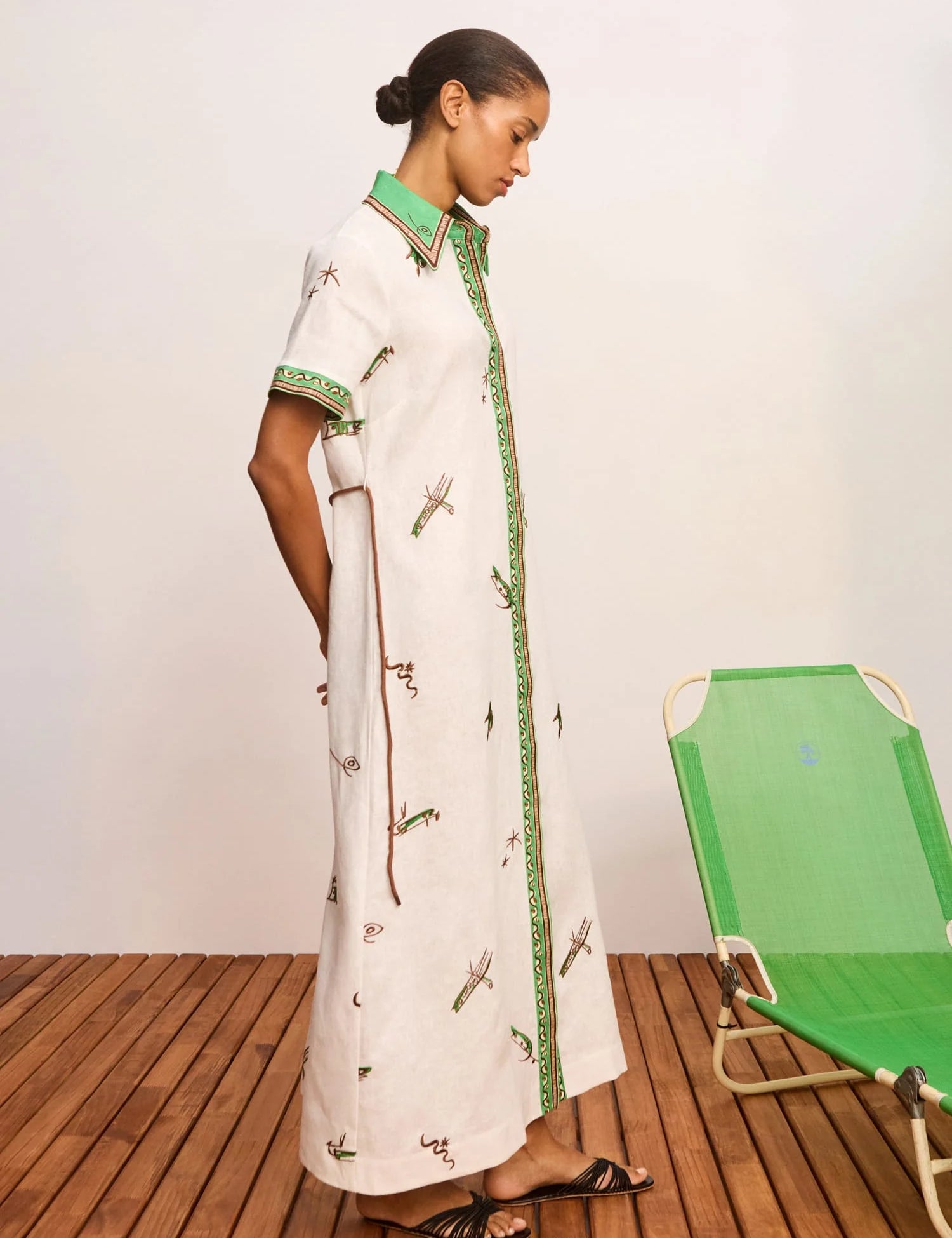 Wanda Embroidered Shirt Dress in Ivory Alemais
