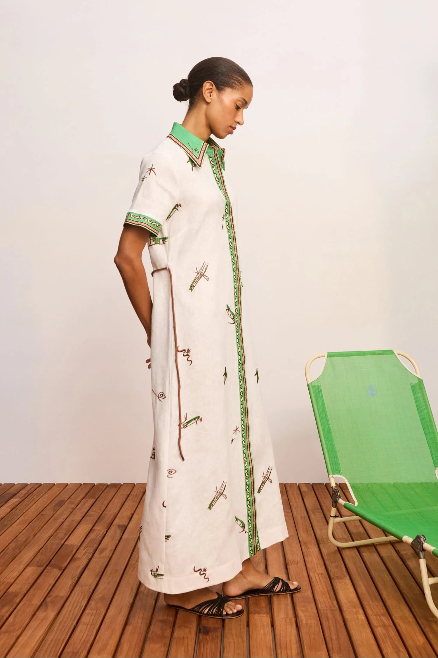 Wanda Embroidered Shirt Dress in Ivory Alemais