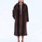 Nova Longline Fur Jacket in Brown Ena Pelly
