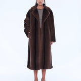 Nova Longline Fur Jacket in Brown Ena Pelly