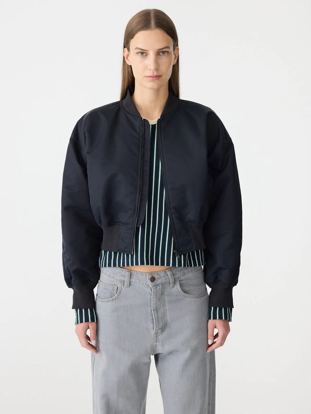 Recycled Cropped Bomber Jacket BASSIKE