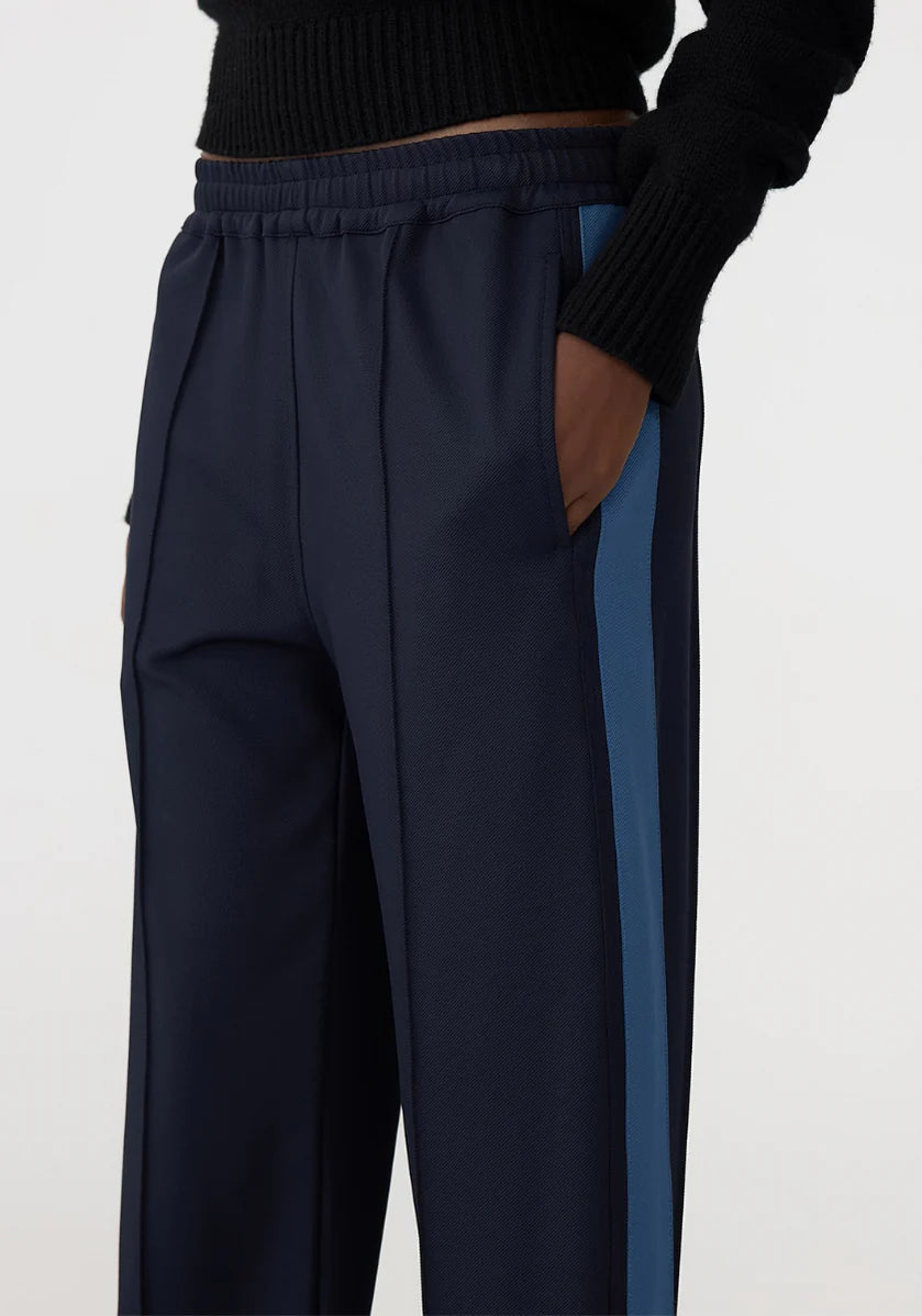 Twill Stripe Detail Pant in Ink and Marine Blue Bassike