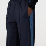 Twill Stripe Detail Pant in Ink and Marine Blue Bassike