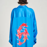 Long Sleeve Oversized Shirt in Blue