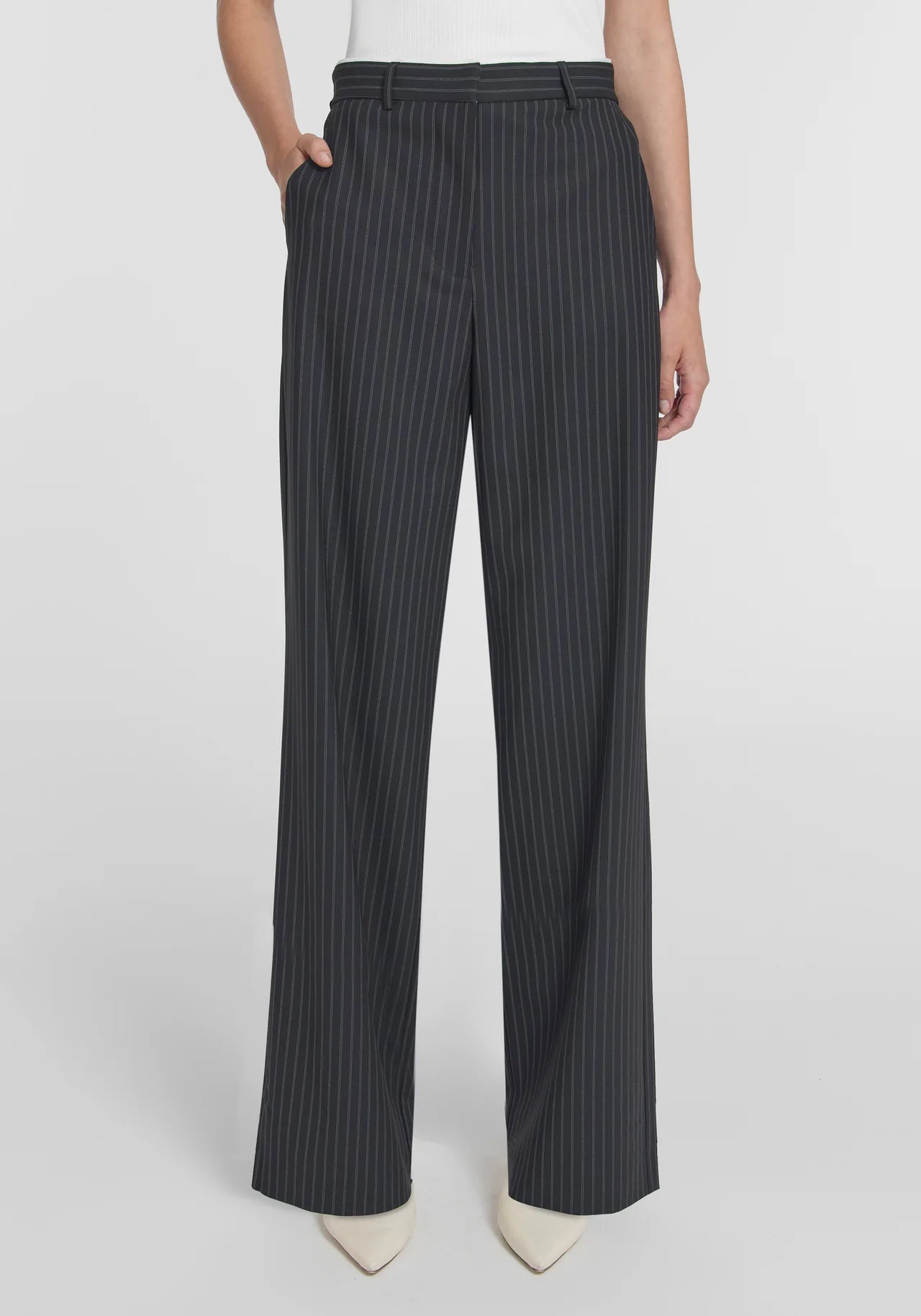 Thorpe Trouser in Black Pinstripe Viktoria + Woods