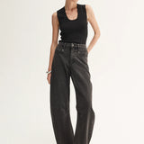 Chelsea Barrel Leg Jean in Black Elka Collective