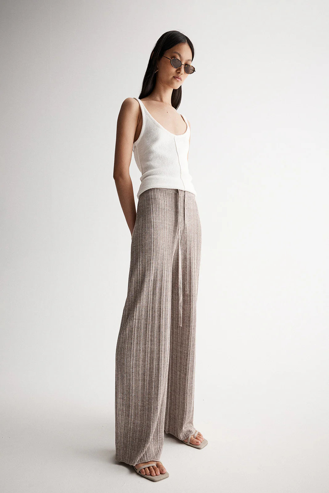 Taupe knit long pant clothlifestyle boutique 