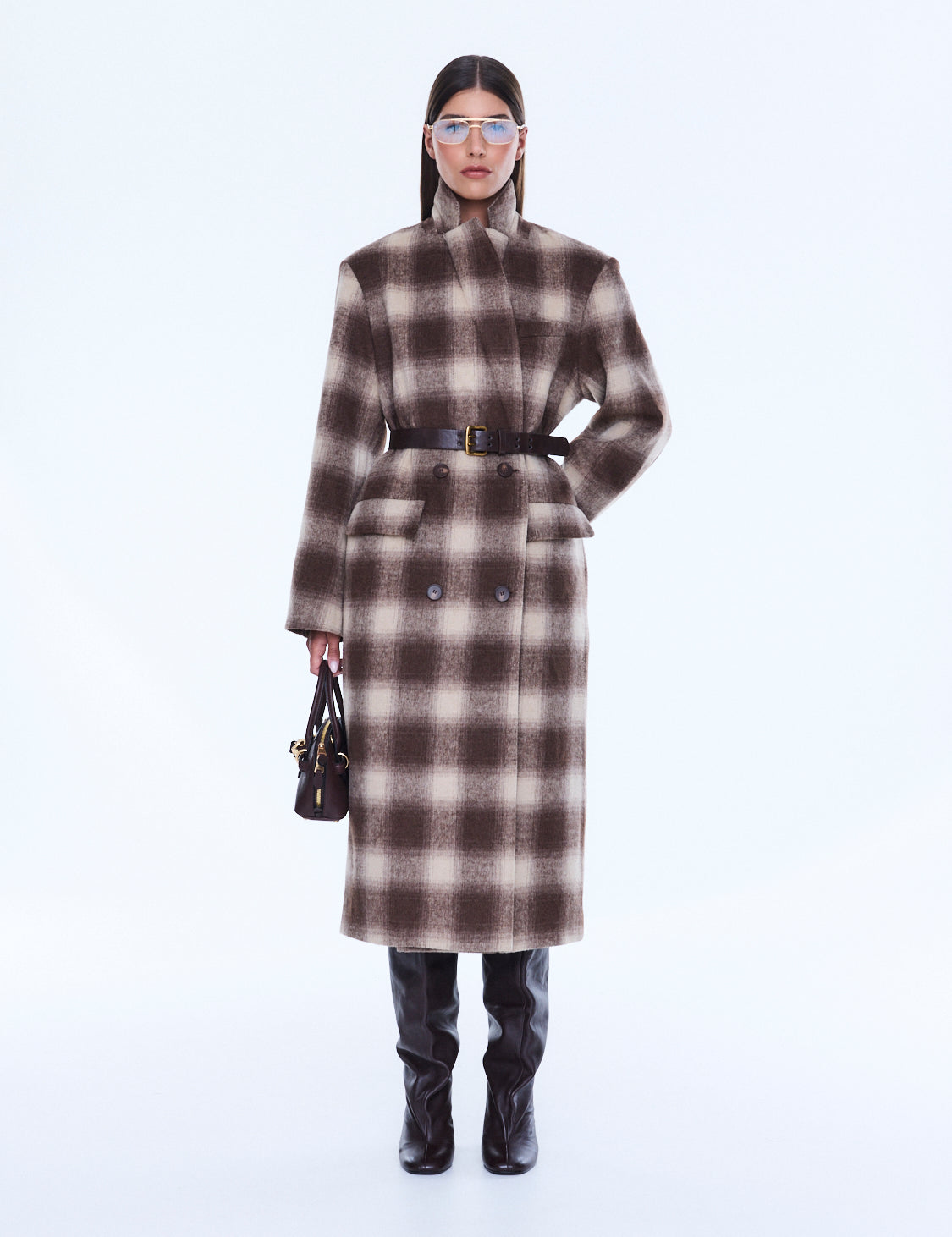 Tessa Wool Blend Check Coat Ena Pelly
