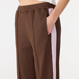Twill Stripe Detail Pant in Carob and Pale Pink Bassike