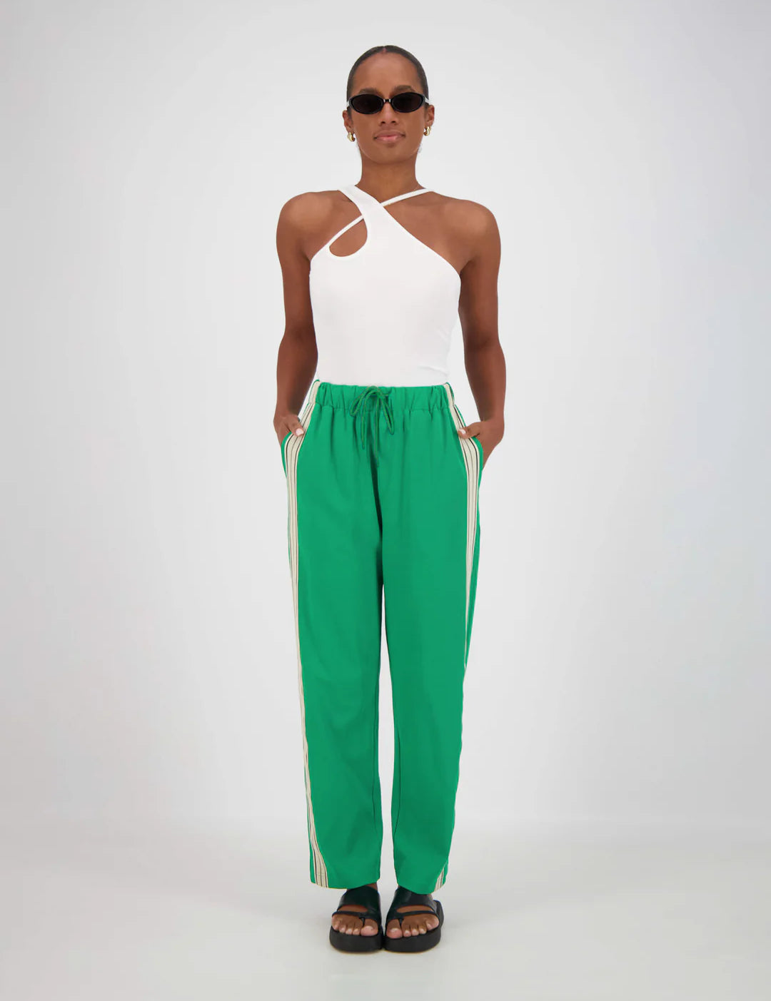 Green trackpant with white stripe jasmine alexa at
Clothlifestyle 