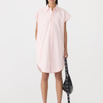 Crushed Cotton Sleeveless Dress in Pink Bassike