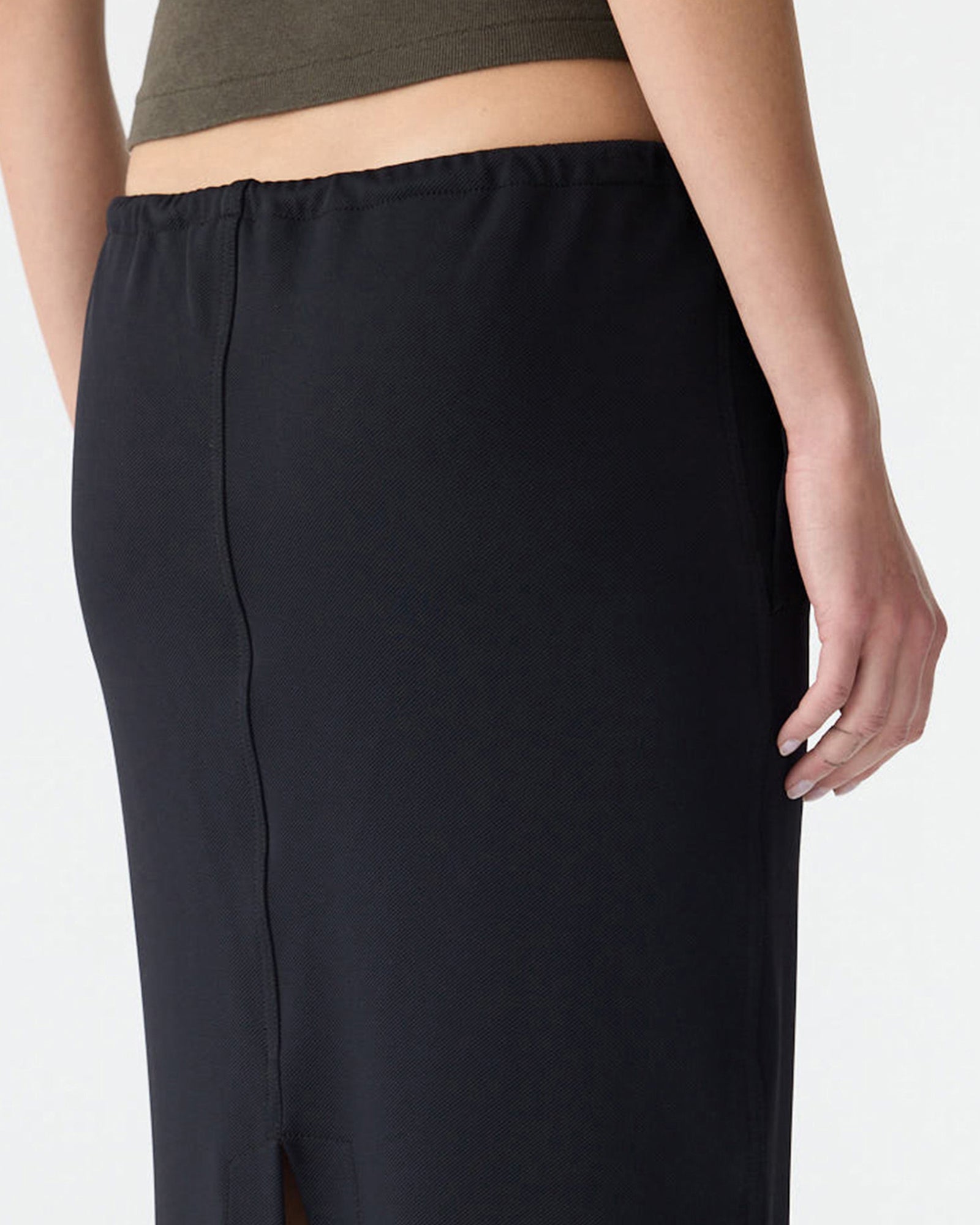 Stretch Twill Minimal Skirt in Black BASSIKE