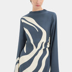 Lilou Sleeve Mini Dress in Charcoal Blue Sir.