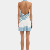 Lilou Halter Mini Dress in Liora Blue Sir.