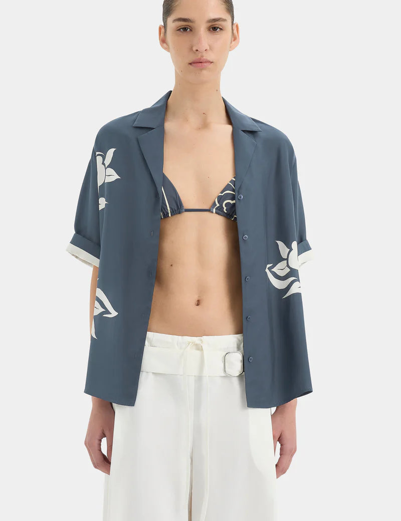 Lilou Short Sleeve Shirt in Charcoal Blue Sir.