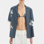 Lilou Short Sleeve Shirt in Charcoal Blue Sir.