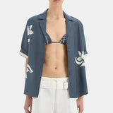 Lilou Short Sleeve Shirt in Charcoal Blue Sir.