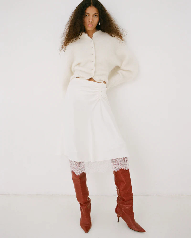 Ingrid Lace Midi Skirt in Ivory Sir.