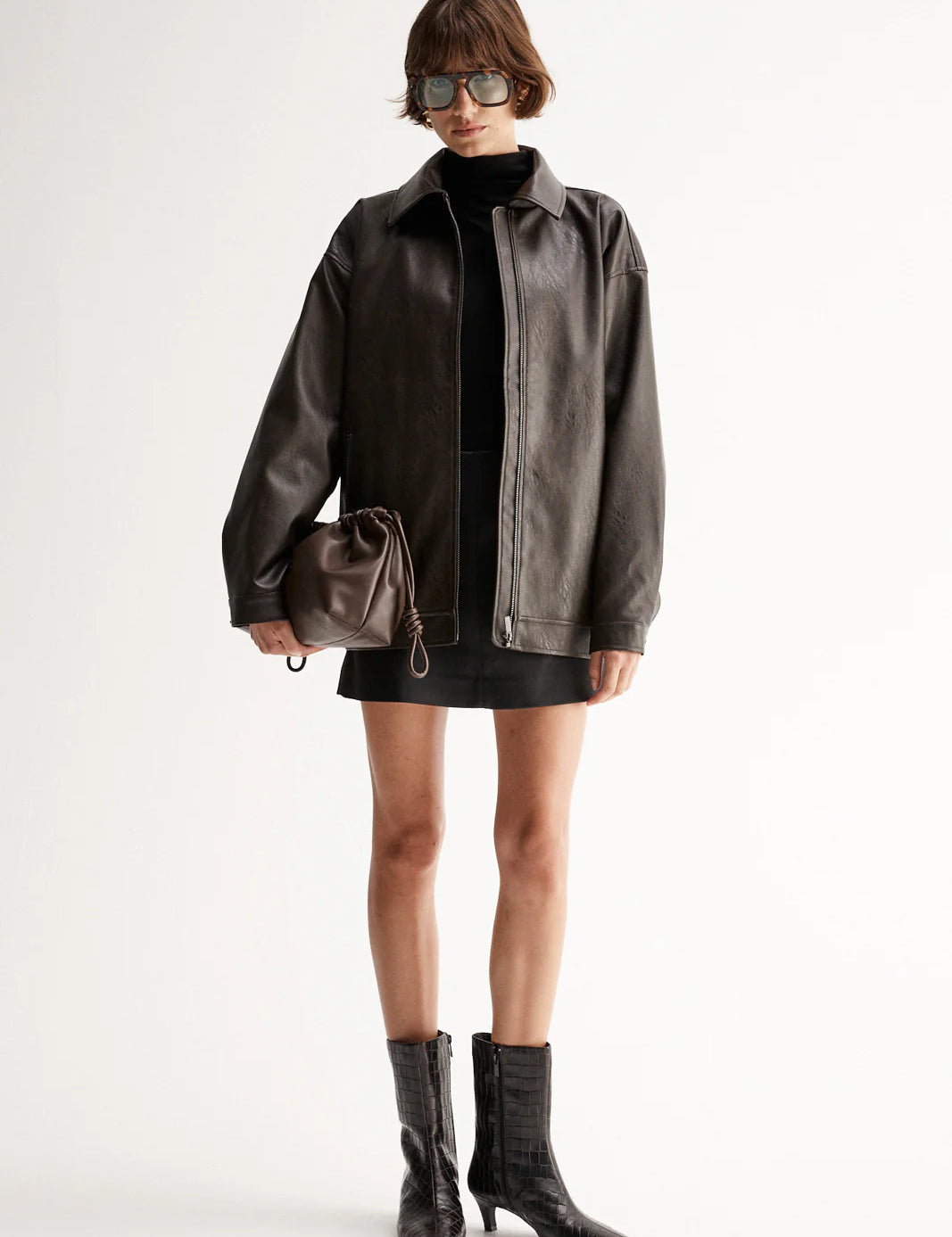 Brown jacket with zip elka collective at clothlifestyle boutique 