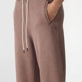Fleece Barrel Leg Pant in Brown