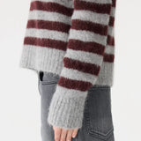 Wool Alpaca Knit in Burgundy Stripe