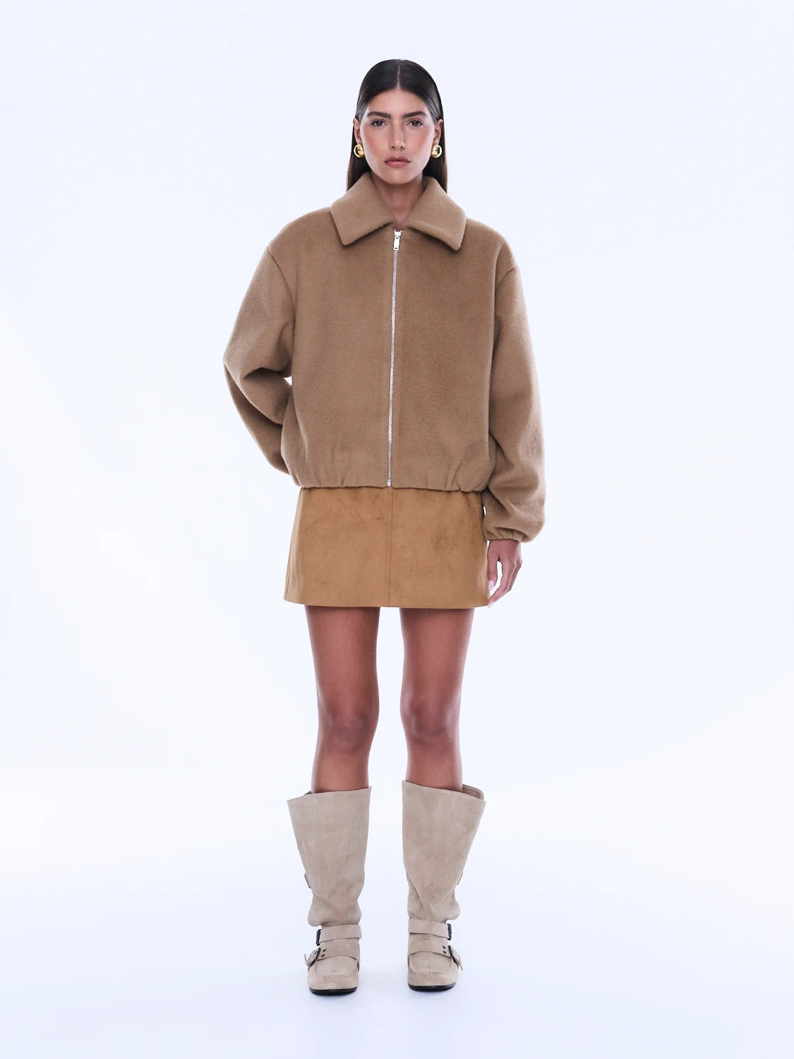 Maeve Wool Blend Bomber in Sand (Copy) Ena Pelly